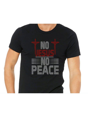 No Jesus No Peace Religious Rhinestone Tee, Christian Apparel, Savior Tshirt, bling top, Sparkle TShirt, Faith clothing, Inspirational Shirt