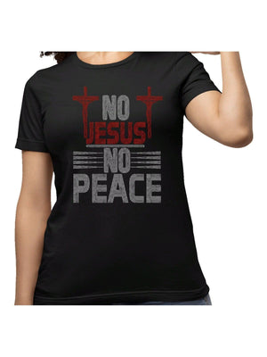 No Jesus No Peace Religious Rhinestone Tee, Christian Apparel, Savior Tshirt, bling top, Sparkle TShirt, Faith clothing, Inspirational Shirt