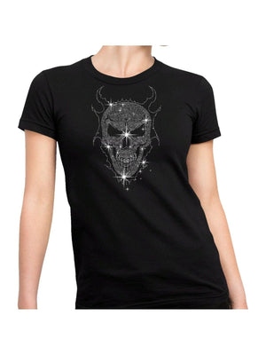 Evil Spirit Skull Shirt, Skull Rhinestone Tee, Rhinestone Shirt, Bling Bling Tee, Halloween Shirt, graphic tee, comfortable fit