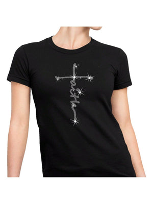 Faith Shirt, Faith Cross Rhinestone Shirt, Christian Gift, Faith Gift, Christian Shirts , Love and Grace Shirt, Faith Cross, Vertical Cross