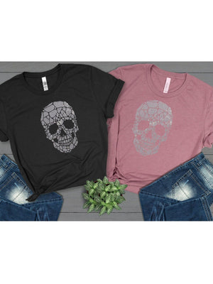 Rhinestone Skull Graphic Shirts, Sugar Skull Bling Bling Tee, Gothic Skeleton T-Shirt, Unisex Shirt, Rock and Roll Vibes, Rockstar Apperal,