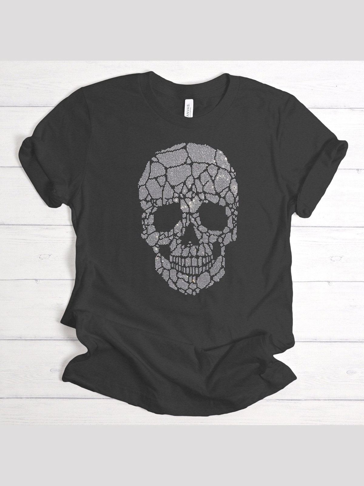 Rhinestone Skull Graphic Shirts, Sugar Skull Bling Bling Tee, Gothic Skeleton T-Shirt, Unisex Shirt, Rock and Roll Vibes, Rockstar Apperal,