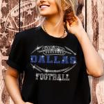 Dallas Rhinestone T-Shirt, Football Team Fans Gameday Apparel, Shiny Chic Bling Glitter Shirt, Casual Sportwear Tailgate Bright Tee