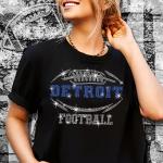 Detroit Rhinestone T-Shirt, Chic Design Sparkling Football Shirt, Shiny Fashion Eye-Catching Tee-Shirt, Glittering Fan Dazzling Team Shirt
