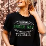 Green Bay Rhinestone T-Shirt, Shiny Chic Glittering Football Shirt, Gift Dazzling Game Day Shirt, Casual Sportwear Tailgate Trend Tee