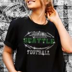 Seattle Rhinestone T-Shirt, Football Game Day Trend Sparkling Tee, Shiny Glitter Design Fan Shirt, Sunday Sportwear Casual Bling Shirt