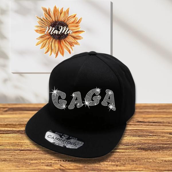 Gaga Rhinestone Snapback Cap, Birthday & Mothers Day Headwear Gift from Grandchilds for Nana, Mimi Cheer Cap, Sports Season Women's Hat