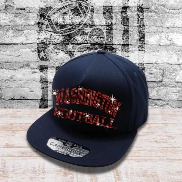 Washington Football Rhinestone Snapback Cap, Teams Game Day Headwear, Adjustable Ball Hat, New Sport Season Cheer Cap, Sports Fan Gift