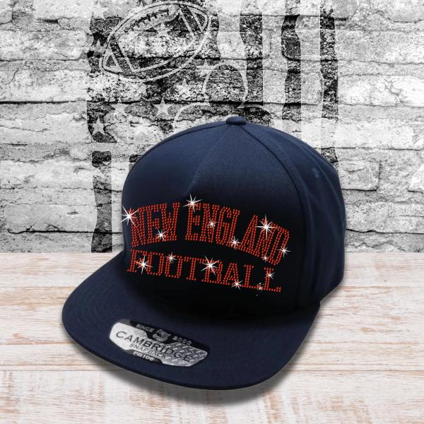 New England Football Rhinestone Snapback Cap, Glitter Headwear For Game Day, Champions Teams Retro Hat Cap, Vintage 90s Sports Cap