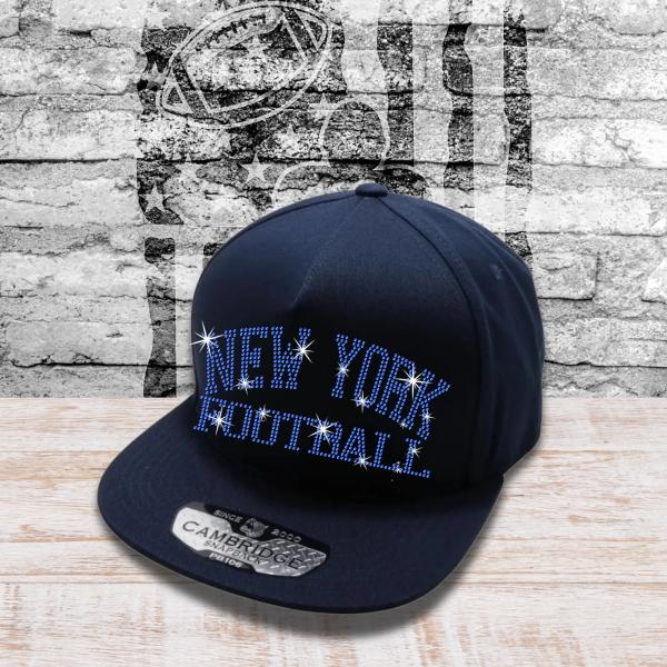 New York Football Rhinestone Snapback Cap, Team Moms Game Day hat, Unique Design Cap for Casual Sportswear, Sport Fans Summer Headwear