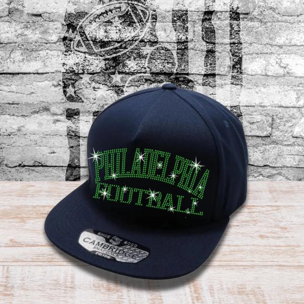 Philadelphia Football Rhinestone Snapback Cap, Sports Fan Game day Cap, Team Spirit Cap, Sport Season Teams Trucker Hat for Enthusiasts