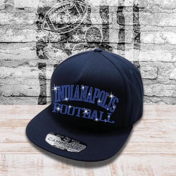 Indianapolis Football Rhinestone Snapback Cap, Teams Game Day Adjustable Blinking Hat, Vintage 90s hat, Sports Headwear for Casual Style