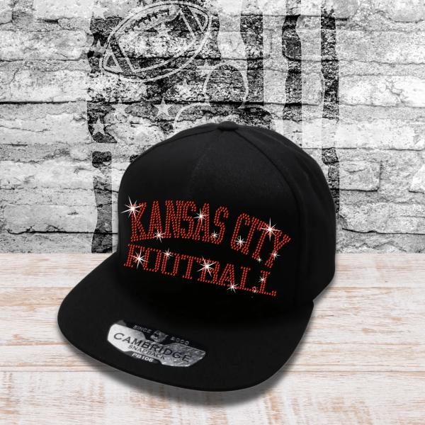 Kansas City Football Rhinestone Snapback Cap, Favorite Team Game Day Headwear, Adjustable Trucker Hat, Sports Gift Cap for Men or Women