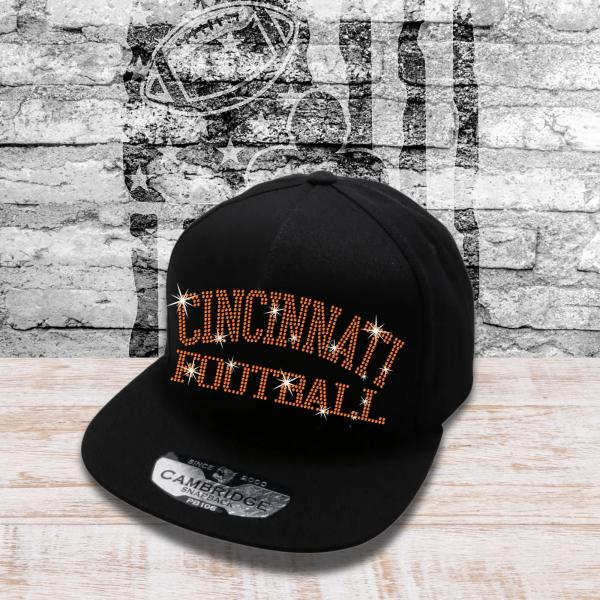 Cincinnati Football Rhinestone Snapback Cap, Favorite Team Hat, Enthusiasts Dad Game Day Cap, Vintage Headwear, NFL Holiday Gift Hat