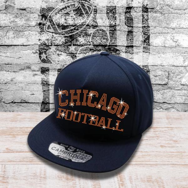 Chicago Football Rhinestone Snapback Cap, Casual Dad Cap, Favorite Team Game Day Headwear Memorabilia, Vintage Style Hat, Fan Trucker Cap