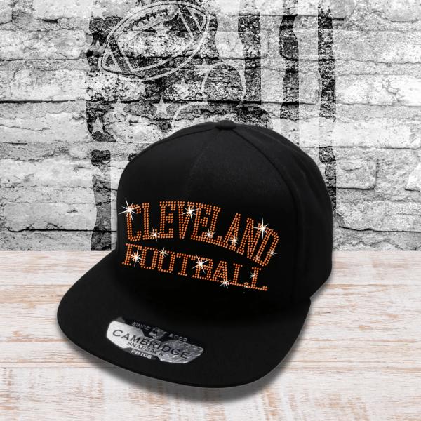 Cleveland Football Rhinestone Snapback Cap, City Sport Teams Pride Cap, Enthusiasts Dad Game Day Hat, Outdoor Streetwear Sportwear Headwear