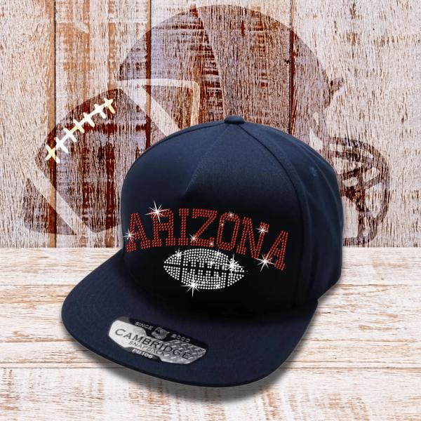 Arizona Football Rhinestone Snapback Cap, Sports Fan game Day Headwear, Bling Cheer Mom Accessories, Funny Coach Hat, Team Tailgating Gift