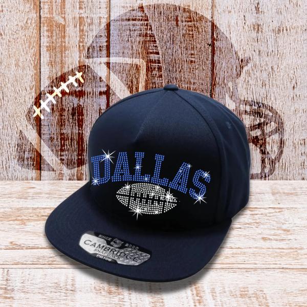 Dallas Football Rhinestone Caps, Authentic Summer Sports Cap, Adjustable Cotton Hat, Premium Sports Accessory, Teams Game Day Headwear
