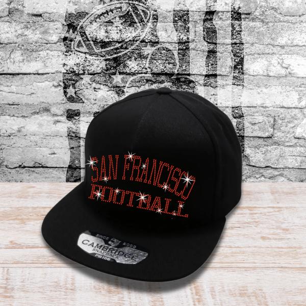 San Francisco Football Rhinestone Snapback Cap, Adjustable Team Cap for Game Days, Unique Design Cheering Cap, Sport Enthusiasts Accessory