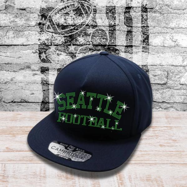 Seattle Football Rhinestone Snapback Cap, Sport Team Fans Game Day Headwear, Perfect Matching Cap, Unique Design High-Quality Cozy Cap