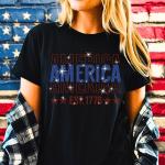 America Est 1776 Rhinestone T-shirt, Memorial Day Shirt, 4th Of July Shirt, Independence Day Shirt, Patriotic Gift Tee for Veterans