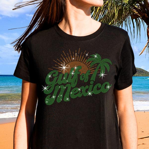 Gulf Of Mexico Always and Forever Rhinestone T-Shirt, Mexico Vacation Tee-Shirt, Mexico Lover Gift, Mexican Beach Shirt for Men or Women
