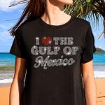 I Love The Gulf Of Mexico Rhinestone T-Shirt, Mexican Beach Shirt, Funny Gulf of Mexico Tee-Shirt, Mexico Lover Shirt,  Mexican Shirt