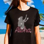 Aloha Girl Rhinestone T-Shirt, Girl's Travel Tee, Hawaii Vacation Shirt, Aesthetic Beach Shirt, Mothers Day or Birthday Gift For Women