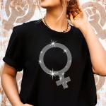 Feminism Symbol Rhinestone T-shirt, Feminist Shirt, Gender Equality Shirt, Resistance Shirt, Women's Empowerment Shirt, Social Justice Tee