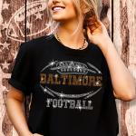 Baltimore Rhinestone T-Shirt, Dazzling Football Team Bling Tee, Eye-Catching Football Team Sparkle Tee-Shirt, Glitter Sports Fan Shirt