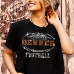 Denver Rhinestone T-Shirt, Sparkling Football Fan Design Tee, Glitter Trend Fashion Style Shirt, Eye-Catching Dazzling Sunday Shirt