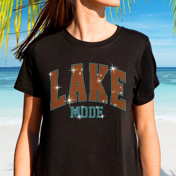 Lake Mode Rhinestone T-Shirt, Matching Family Vacation Top, Nature Lover Shirt, Camper Tee-Shirt, Summer Vibes Shirt, Gift for Travel Lover