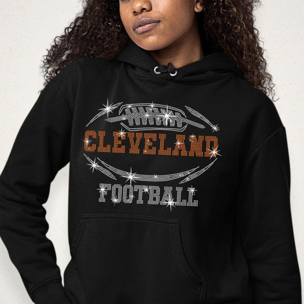 Cleveland Rhinestone T-Shirt, Dazzling Design Shiny Chic Football Tee, Modern Sports Fashion Tee, Game Day Shirt For Women or Men