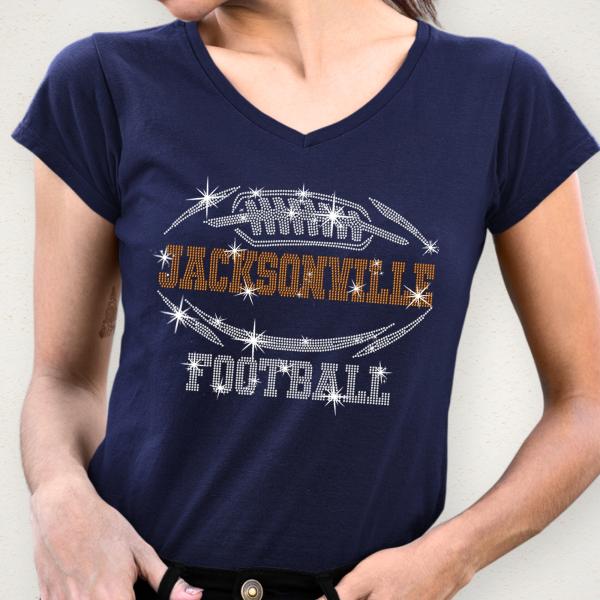 Jacksonville Rhinestone T-Shirt, Sparkling Football Fan Glittering Game Shirt, Sunday Team Sports Tee, Trendy Game Day Fashion Shirt