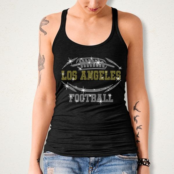 Los Angeles Rhinestone T-Shirt, Game Day Sunday Trend Football Shirt, Bling Glitter Sparkling Fan Tee, Eye-Catching Gift Dazzling Shirt