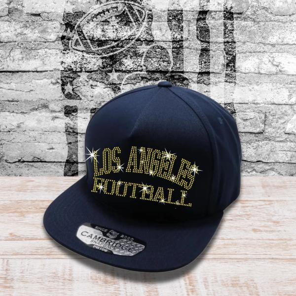 Los Angeles Football Rhinestone Cap, Sports Team Game Day Headwear Gift for Mom Dad Coach, Matching Outdoor Cap, Tailgating Sportswear