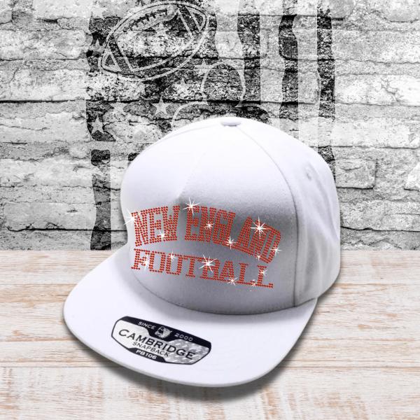 New England Football Rhinestone Snapback Cap, Glitter Headwear For Game Day, Champions Teams Retro Hat Cap, Vintage 90s Sports Cap