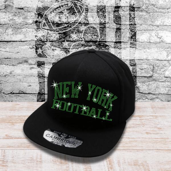 New York Football Rhinestone Snapback Cap, New Season Game Days Headwear, Unique Design Cotton Cap for Sport Lovers, Tailgating Cap