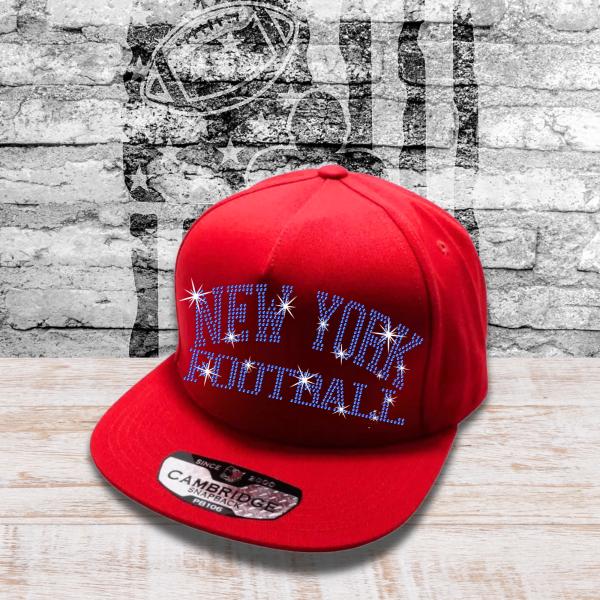 New York Football Rhinestone Snapback Cap, Team Moms Game Day hat, Unique Design Cap for Casual Sportswear, Sport Fans Summer Headwear