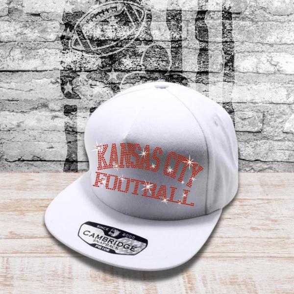Kansas City Football Rhinestone Snapback Cap, Favorite Team Game Day Headwear, Adjustable Trucker Hat, Sports Gift Cap for Men or Women