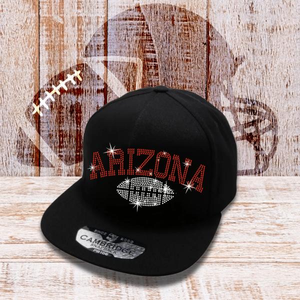 Arizona Football Rhinestone Snapback Cap, Sports Fan game Day Headwear, Bling Cheer Mom Accessories, Funny Coach Hat, Team Tailgating Gift