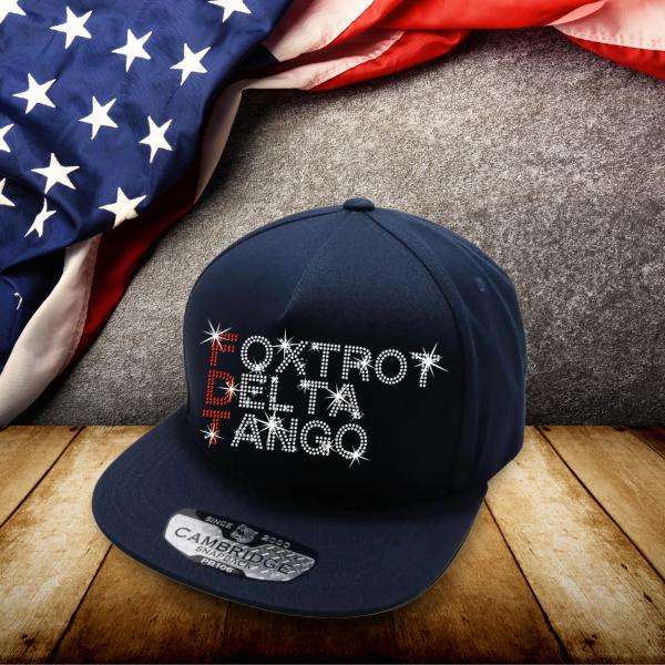 Foxtrot Delta Tango Rhinestone Caps, Funny FDT Caps, Anti-Autocracy Caps, Anti Fascism Caps, Anti-Trump Caps, Activist Protest Headwear