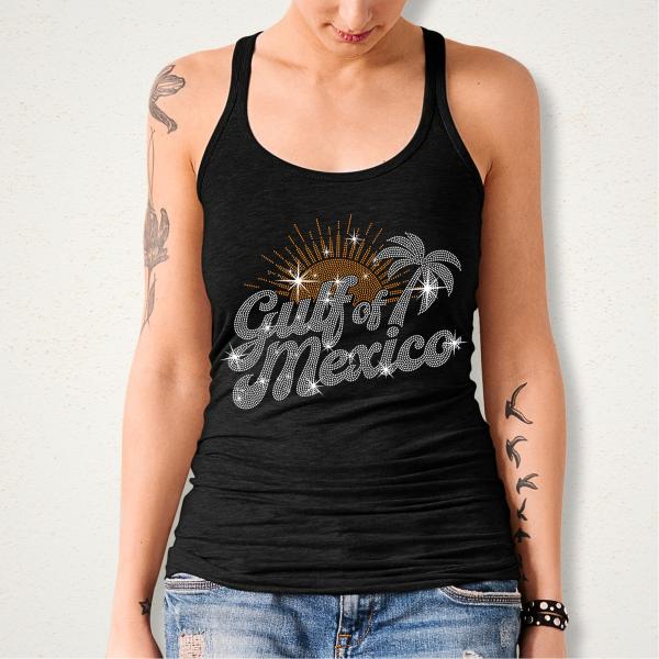 Gulf Of Mexico Always and Forever Rhinestone T-Shirt, Mexico Vacation Tee-Shirt, Mexico Lover Gift, Mexican Beach Shirt for Men or Women