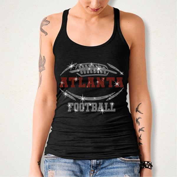 Atlanta Rhinestone T-Shirt, Game Day Football Tee-Shirt for Fans, Eye-Catching Glitter Sports Tee, Unique Football Team Bling Top
