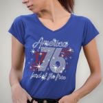 America 1776 Land Of The Free Rhinestone T-Shirt, Independence & Memorial Day Shirt, Unique Design Patriotic Tee Gift for Americans