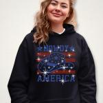 Howdy America With Hat Rhinestone T-Shirt, USA Cowgirl Hat Stars & Stripes Flag Shirt, Cute Independence Day tee for All American