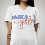 American Girl Rhinestone T-shirt with Cursive Font Design, Women's Favorite Tee, American Pride Clothing, Memorial Day or Birthday Gift