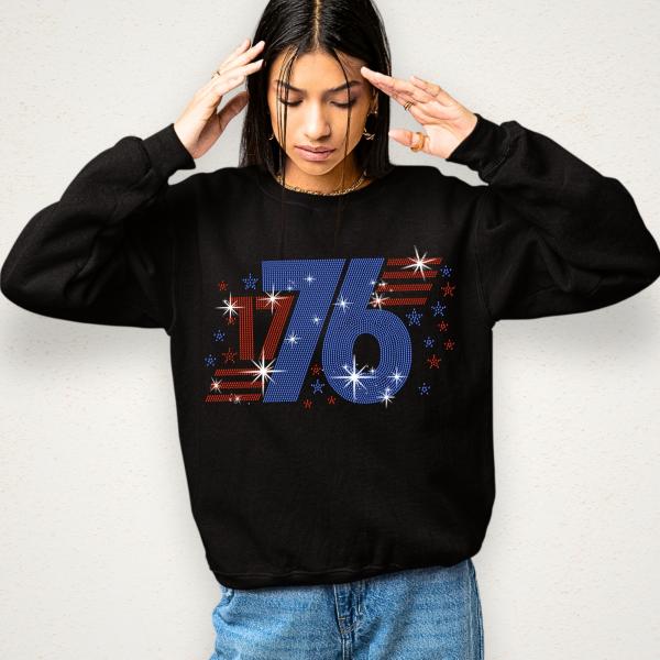 1776 America Rhinestone T-shirt, Independence Day Shirt, Patriotic USA Shirt, Fourth of July Tee, Liberty Freedom Shirt, Veteran Gift