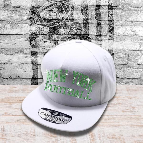 New York Football Rhinestone Snapback Cap, New Season Game Days Headwear, Unique Design Cotton Cap for Sport Lovers, Tailgating Cap