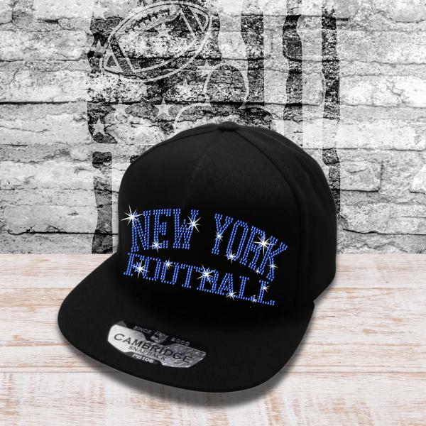 New York Football Rhinestone Snapback Cap, Team Moms Game Day hat, Unique Design Cap for Casual Sportswear, Sport Fans Summer Headwear